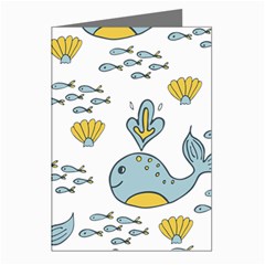 Whale Cartoon Whale Seamless Cartoon Character Animals Leaf Greeting Cards (pkg Of 8)