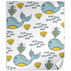 Whale Cartoon Whale Seamless Cartoon Character Animals Leaf Canvas 8  X 10  by Grandong