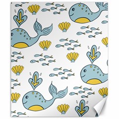 Whale Cartoon Whale Seamless Cartoon Character Animals Leaf Canvas 20  X 24  by Grandong