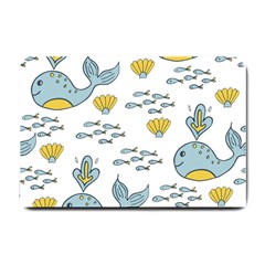 Whale Cartoon Whale Seamless Cartoon Character Animals Leaf Small Doormat by Grandong