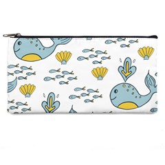 Whale Cartoon Whale Seamless Cartoon Character Animals Leaf Pencil Case by Grandong