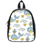 Whale Cartoon Whale Seamless Cartoon Character Animals Leaf School Bag (Small) Front