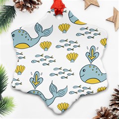 Whale Cartoon Whale Seamless Cartoon Character Animals Leaf Ornament (snowflake)