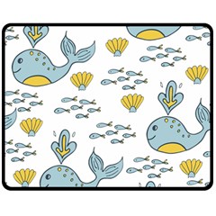 Whale Cartoon Whale Seamless Cartoon Character Animals Leaf Two Sides Fleece Blanket (medium) by Grandong