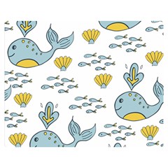 Whale Cartoon Whale Seamless Cartoon Character Animals Leaf Two Sides Premium Plush Fleece Blanket (teen Size) by Grandong