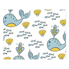 Whale Cartoon Whale Seamless Cartoon Character Animals Leaf Two Sides Premium Plush Fleece Blanket (large) by Grandong