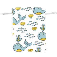 Whale Cartoon Whale Seamless Cartoon Character Animals Leaf Lightweight Drawstring Pouch (xl) by Grandong