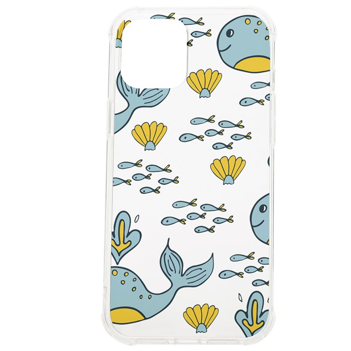 Whale Cartoon Whale Seamless Cartoon Character Animals Leaf iPhone 12 Pro max TPU UV Print Case