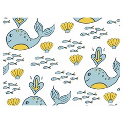 Whale Cartoon Whale Seamless Cartoon Character Animals Leaf Premium Plush Fleece Blanket (extra Small) by Grandong