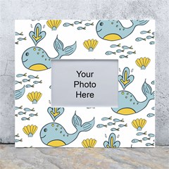 Whale Cartoon Whale Seamless Cartoon Character Animals Leaf White Wall Photo Frame 5  X 7  by Grandong