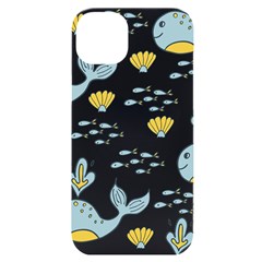 Whale Cartoon Whale Seamless Cartoon Character Animals Leaf Iphone 14 Plus Black Uv Print Case