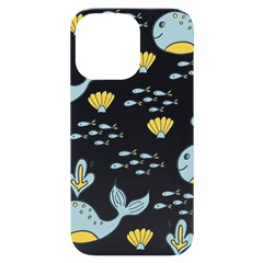 Whale Cartoon Whale Seamless Cartoon Character Animals Leaf Iphone 14 Pro Max Black Uv Print Case