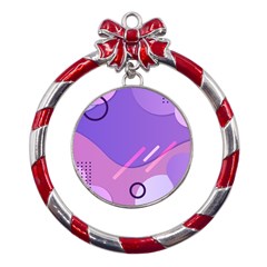 Colorful Labstract Wallpaper Theme Metal Red Ribbon Round Ornament