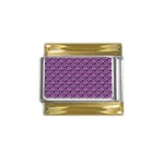 Violet White Pattern Gold Trim Italian Charm (9mm) Front