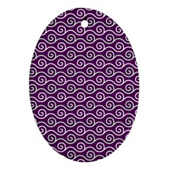 Violet White Pattern Oval Ornament (two Sides) by ytdream