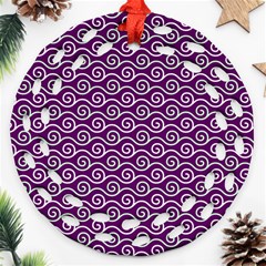 Violet White Pattern Ornament (round Filigree)