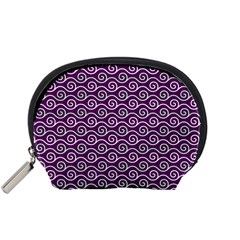 Violet White Pattern Accessory Pouch (small) by ytdream