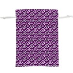 Violet White Pattern Lightweight Drawstring Pouch (XL) Front