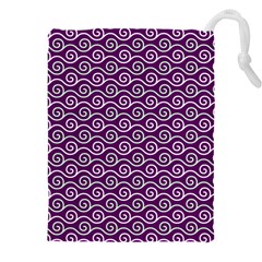 Violet White Pattern Drawstring Pouch (5xl) by ytdream