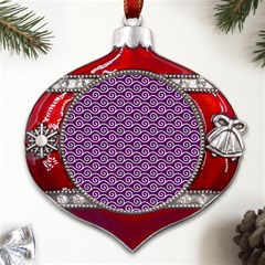 Violet White Pattern Metal Snowflake And Bell Red Ornament by ytdream