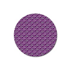 Violet White Pattern Magnet 3  (round) by ytdream