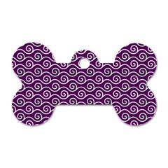 Violet White Pattern Dog Tag Bone (two Sides) by ytdream