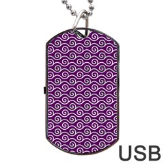 Violet White Pattern Dog Tag Usb Flash (one Side) by ytdream