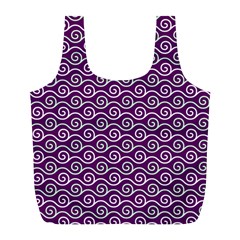 Violet White Pattern Full Print Recycle Bag (l) by ytdream