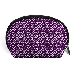 Violet White Pattern Accessory Pouch (large) by ytdream