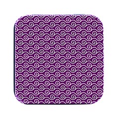 Violet White Pattern Square Metal Box (black) by ytdream