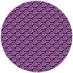 Violet White Pattern Wooden Puzzle Round by ytdream