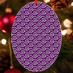 Violet White Pattern Uv Print Acrylic Ornament Oval by ytdream