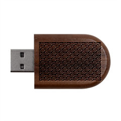 Violet White Pattern Wood Oval Usb Flash Drive