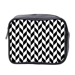 Black And White Pattern Mini Toiletries Bag (two Sides) by ytdream