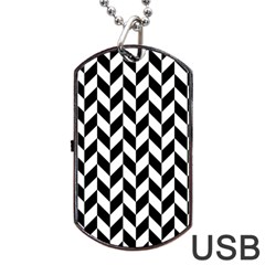 Black And White Pattern Dog Tag Usb Flash (one Side) by ytdream