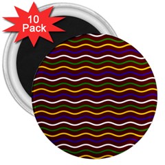 Multicolor Wave Pattern 3  Magnets (10 Pack)  by ytdream