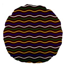 Multicolor Wave Pattern Large 18  Premium Round Cushions by ytdream