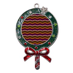 Multicolor Wave Pattern Metal X mas Lollipop With Crystal Ornament by ytdream