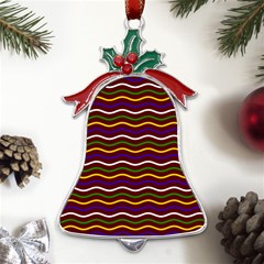 Multicolor Wave Pattern Metal Holly Leaf Bell Ornament