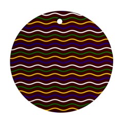 Multicolor Wave Pattern Round Ornament (two Sides) by ytdream