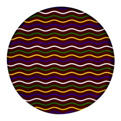 Multicolor Wave Pattern Round Glass Fridge Magnet (4 Pack) by ytdream