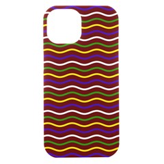 Multicolor Wave Pattern Iphone 15 Black Uv Print Pc Hardshell Case