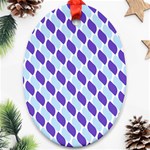 White Blue Pattern Ornament (Oval) Front