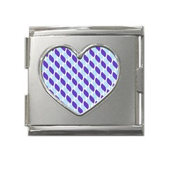 White Blue Pattern Mega Link Heart Italian Charm (18mm)