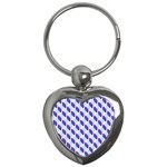 White Blue Pattern Key Chain (Heart) Front