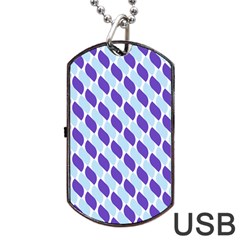 White Blue Pattern Dog Tag Usb Flash (one Side) by ytdream