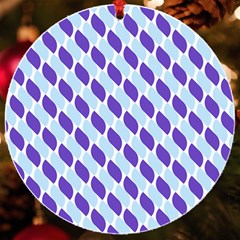 White Blue Pattern Uv Print Acrylic Ornament Round by ytdream