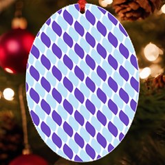 White Blue Pattern Uv Print Acrylic Ornament Oval by ytdream