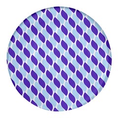 White Blue Pattern Round Glass Fridge Magnet (4 Pack) by ytdream