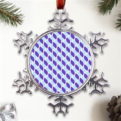 White Blue Pattern Metal Large Snowflake Ornament by ytdream